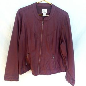 OSO Casuals Maroon synthetic leather Jacket